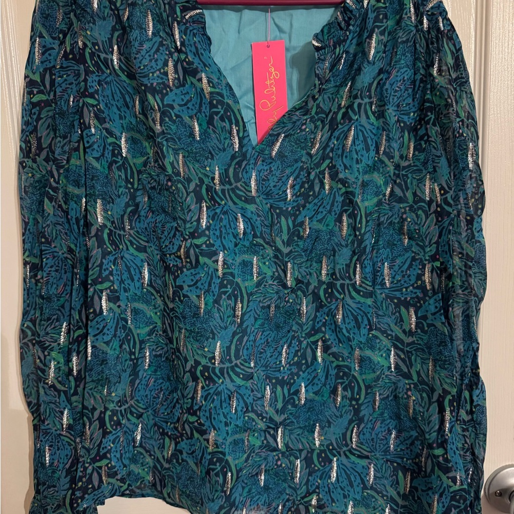 Lilly Pulitzer Blue cat print Blouse